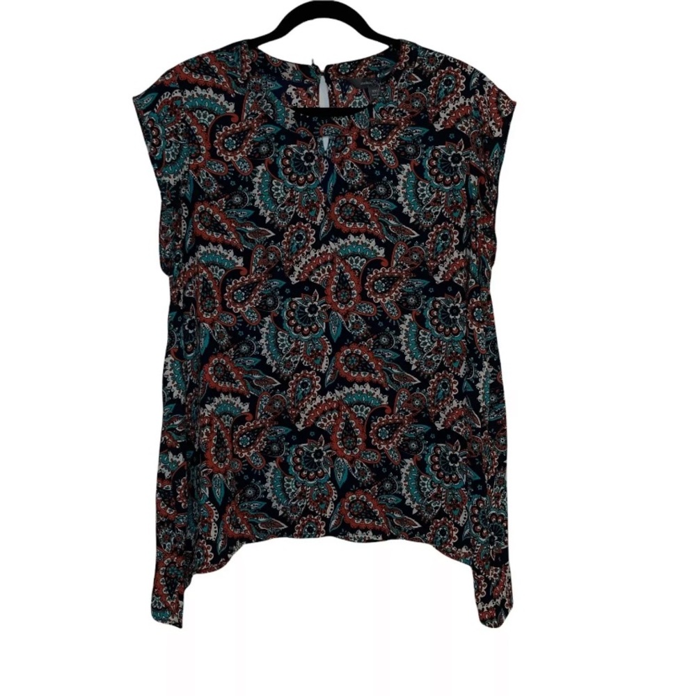 Market & Spruce Paisley Cap Sleeve Blouse Sz XXL